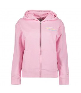 Sudadera Champion Hooded Full Zip Sweatshirt para niño en color rosa disponible al mejor precio en tu tienda online de moda y deportes www.chemasport.es
