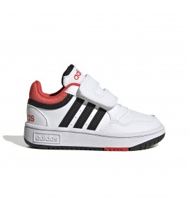 Zapatillas Adidas Hoops 3.0 CF para niños en color blanco y rojo disponible al mejor precio en tu tienda online de moda y deportes www.chemasport.es