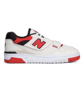 Zapatillas New Balance 550 en color blanco y rojo disponible al mejor precio en tu tienda online de moda y deportes www.chemasport.es
