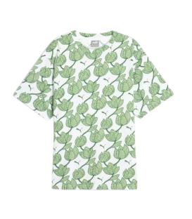 Camiseta Puma Ess Blossom para mujer en color blanco y verde disponible al mejor precio en tu tienda online de moda y deportes www.chemasport.es