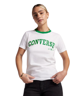 Camiseta Converse Retro para mujer en color blanco y verde disponible al mejor precio en tu tienda online de moda y deportes www.chemasport.es