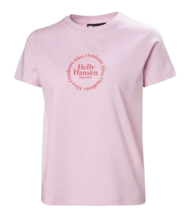 Camiseta Helly Hansen Core Graphic para mujer en color rosa disponible al mejor precio en tu tienda online de moda y deportes www.chemasport.es
